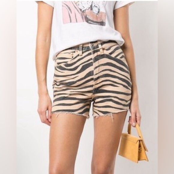 NWT Re/Done Tiger Print 50’s Cut Offs Animal Print Shorts size 26 - Picture 1 of 16